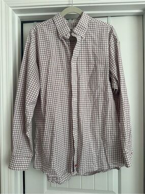 Men’s Large Onward Reserve Classic Fit White, Red, and Gray Button Down Shirt